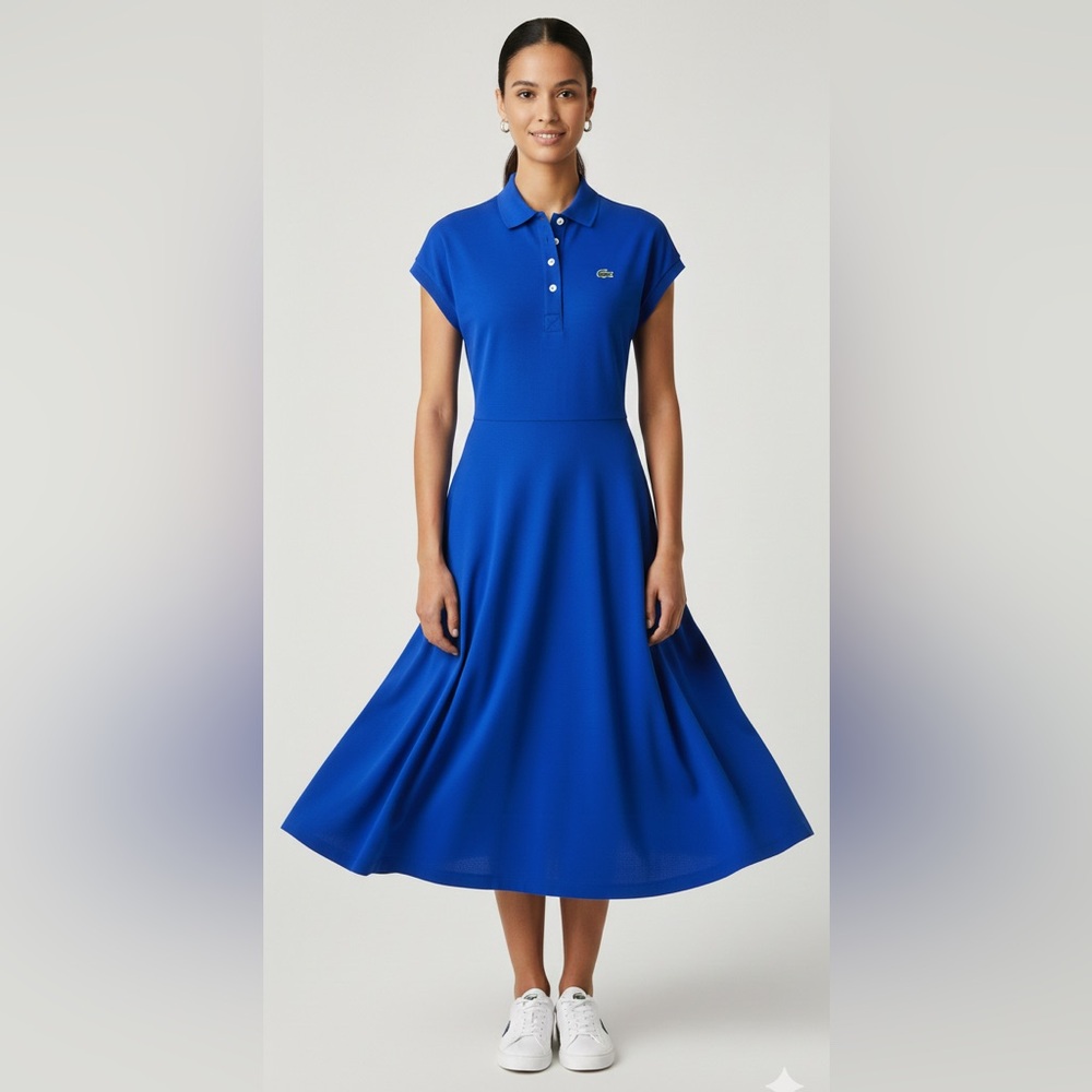 Lacoste Women's Electric Blue Polo Midi Dress Size 40 (US 8)